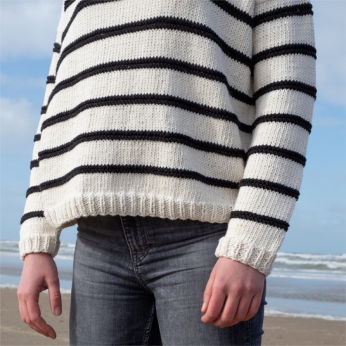 sada na pletený prúžkovaný sveter