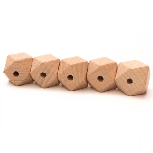 wooden hexagon beads 20 mm - set of 5