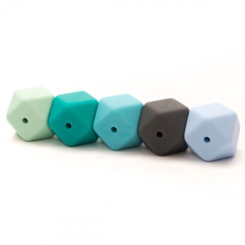 silicone hexagon beads 20 mm - set of 5