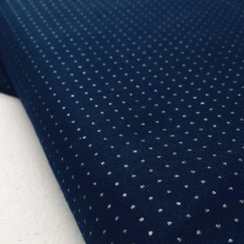 sashiko stencilled fabric dotty navy blue