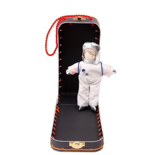 mini astronaut in suitcase