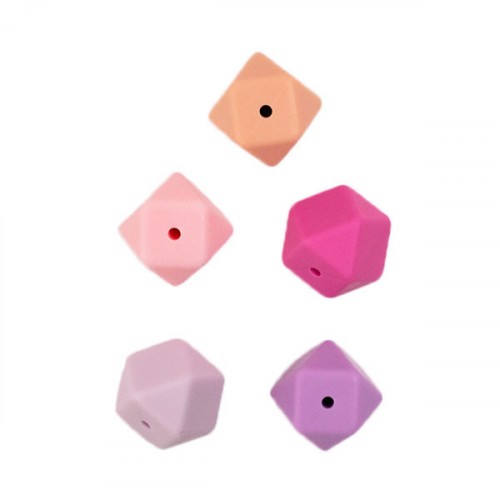 silicone hexagon beads 20 mm - set of 5