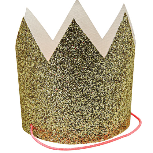 mini gold glittered crowns 8 pcs