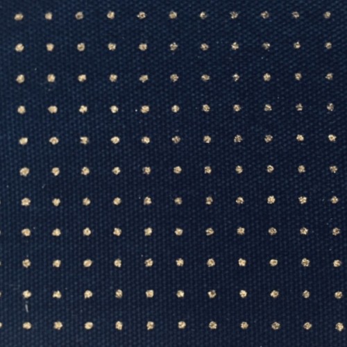 sashiko stencilled fabric dotty navy blue